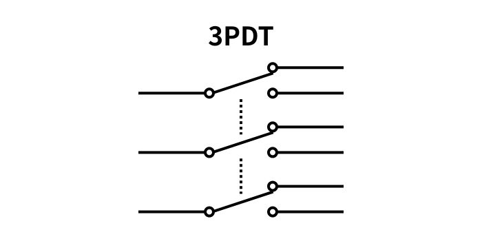 3PDT開關實物圖與完整接線示意圖